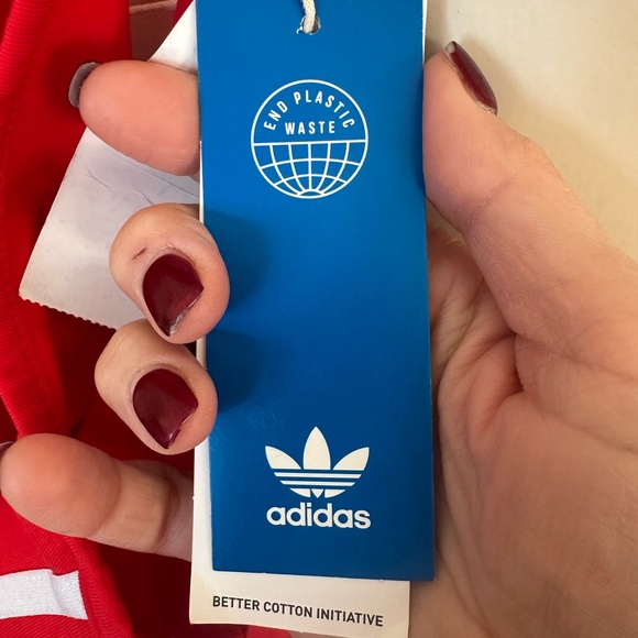 Adidas Three Stripe Mini Dress in Red and White - Picture 11 of 16